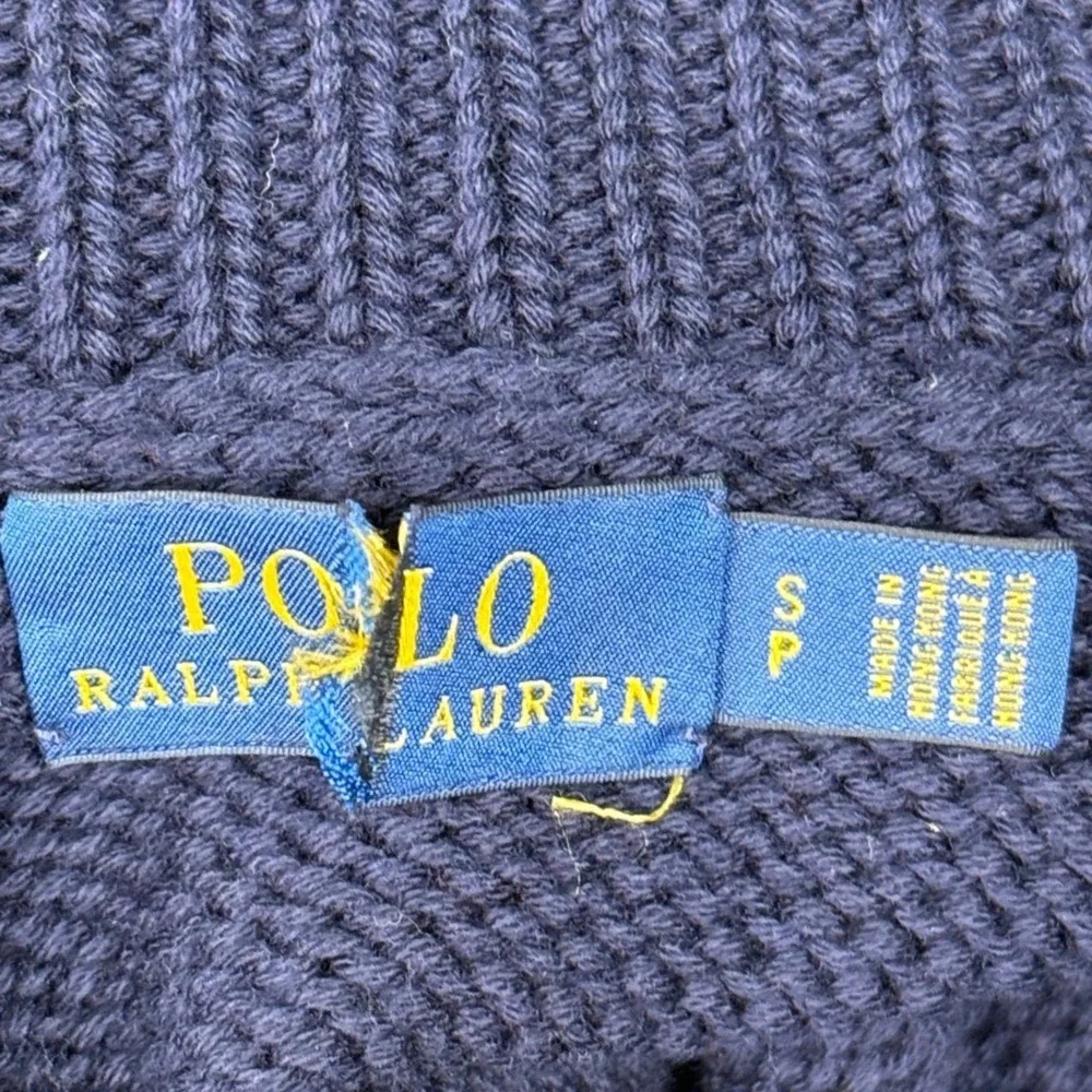 Polo‎ Ralph Lauren Navy Red Yellow Stripe Knit Turtleneck Sweater Small